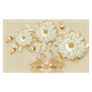 Avrupa tarzı lüks 3d takı çiçekler kuğu duvar kağıdı oturma odası tv kanepe arka plan döşeme dekor duvar kağıdı, bitki için en çok satılan 8 ürün-no. 8