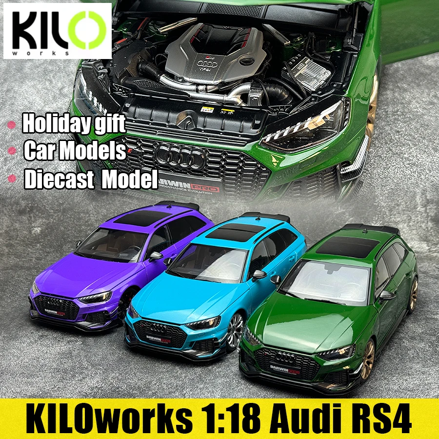 KILOworks 1:18 Audi RS4 Darwin VIOLA METALLIC station Wagon modified alloy model static holiday gift