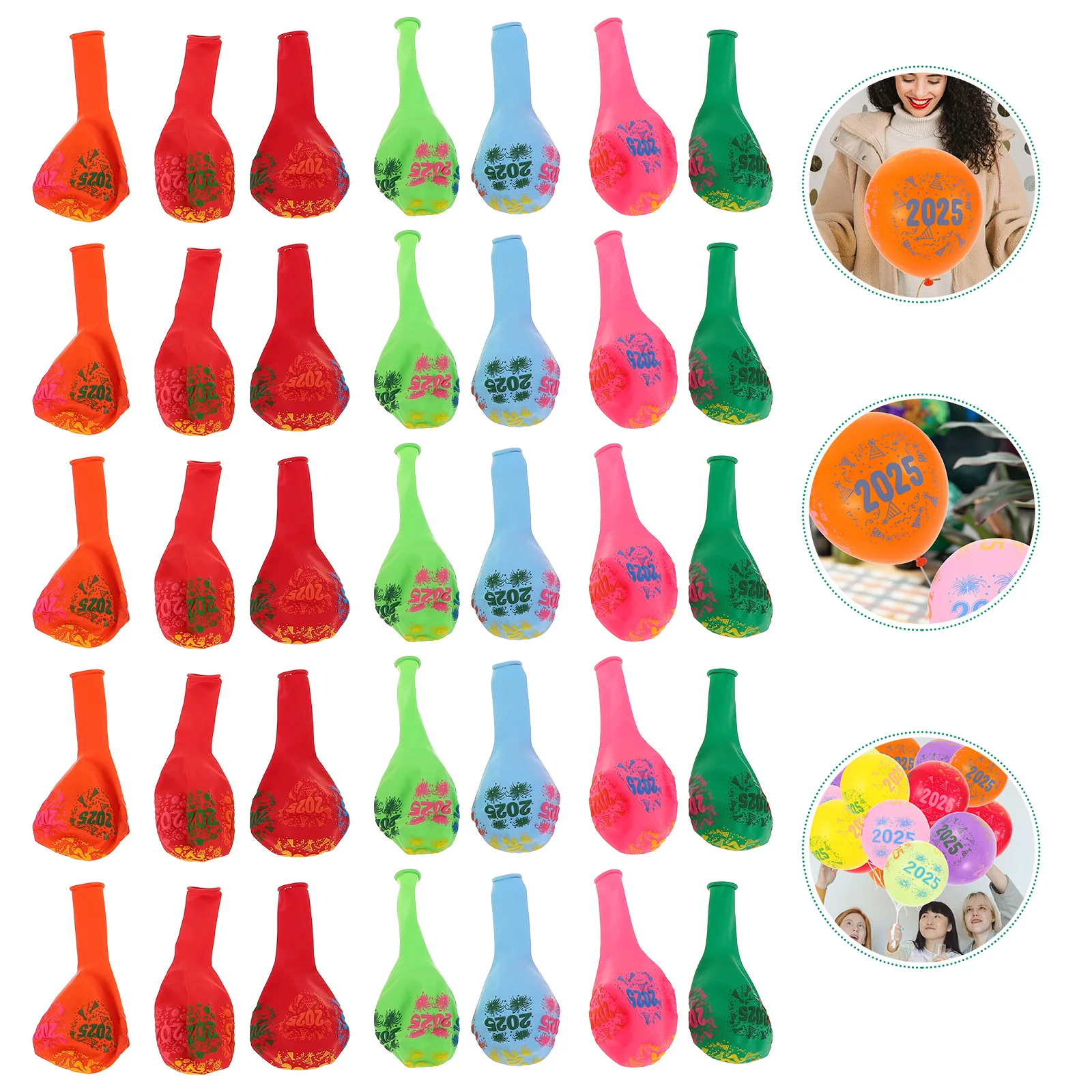 

100pcs 2025 Chinese New Year Latex Balloons 12 Inch Colorful Assorted Red Blue Pink Orange Balloons Snake Theme Party Wedding