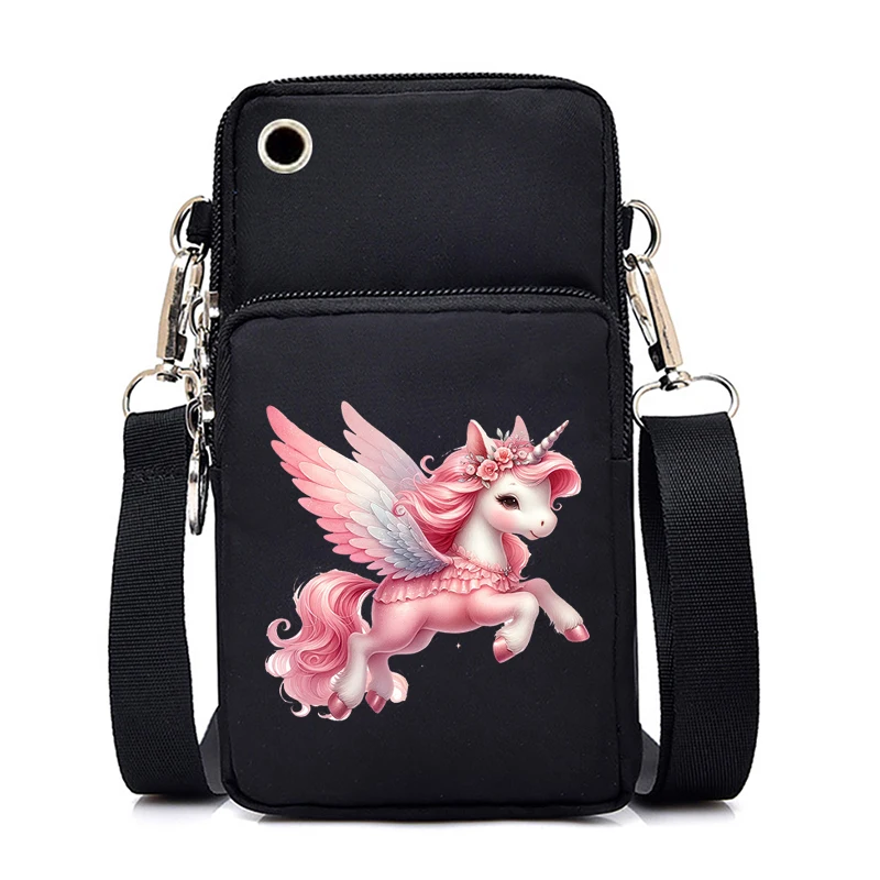 Small Shoulder Bags Cute Mushroom Unicorn Women Mobile Phone Bags Cartoon Anime Messenger Purses Handbags Female CrossBody Bag