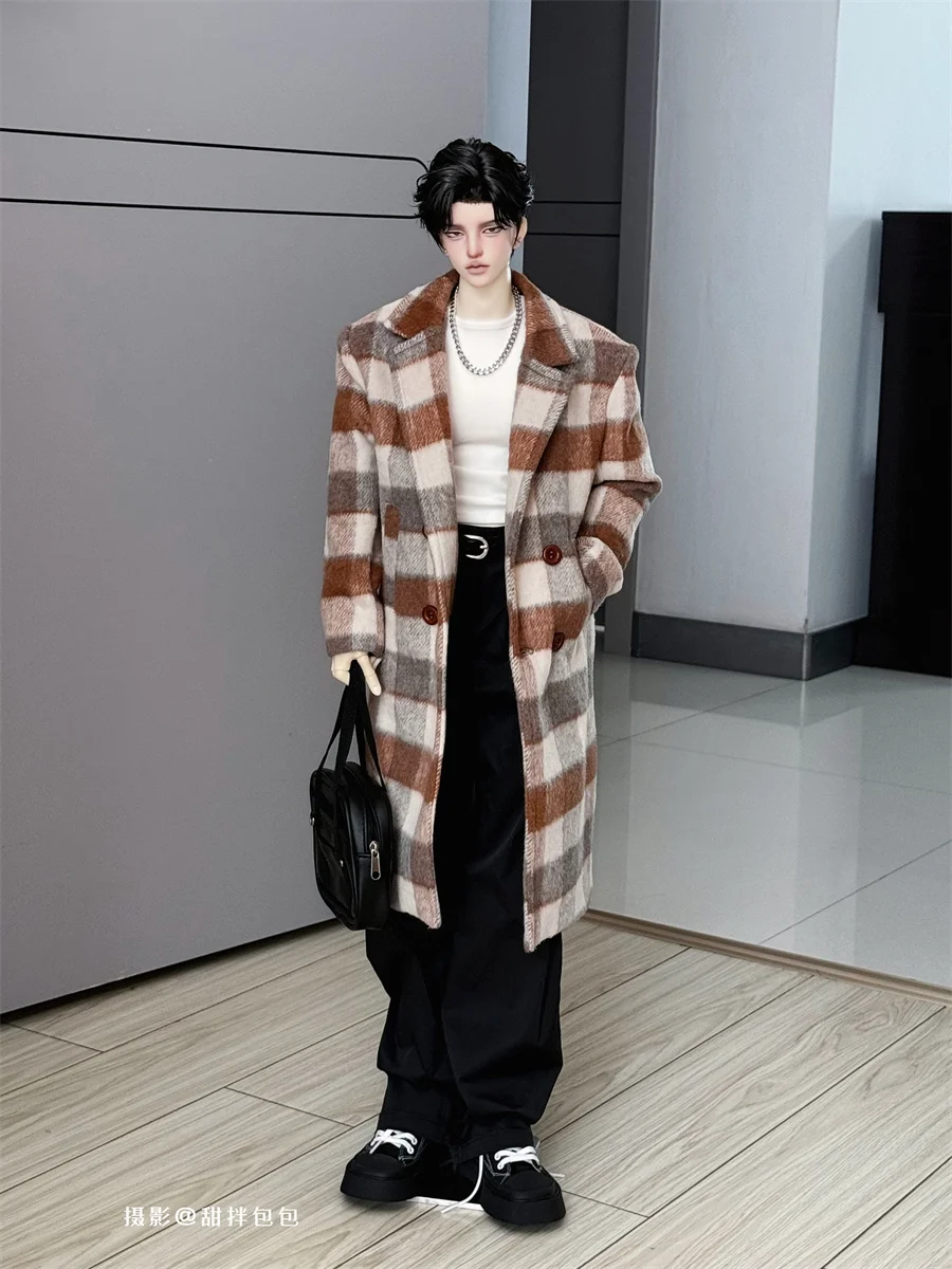 

Double-breasted Wool Coat / Scarf ID75/73/68 Winter Versatile Coat Spot Inventory BJD Doll Clothes Black Boys Doll Accessories