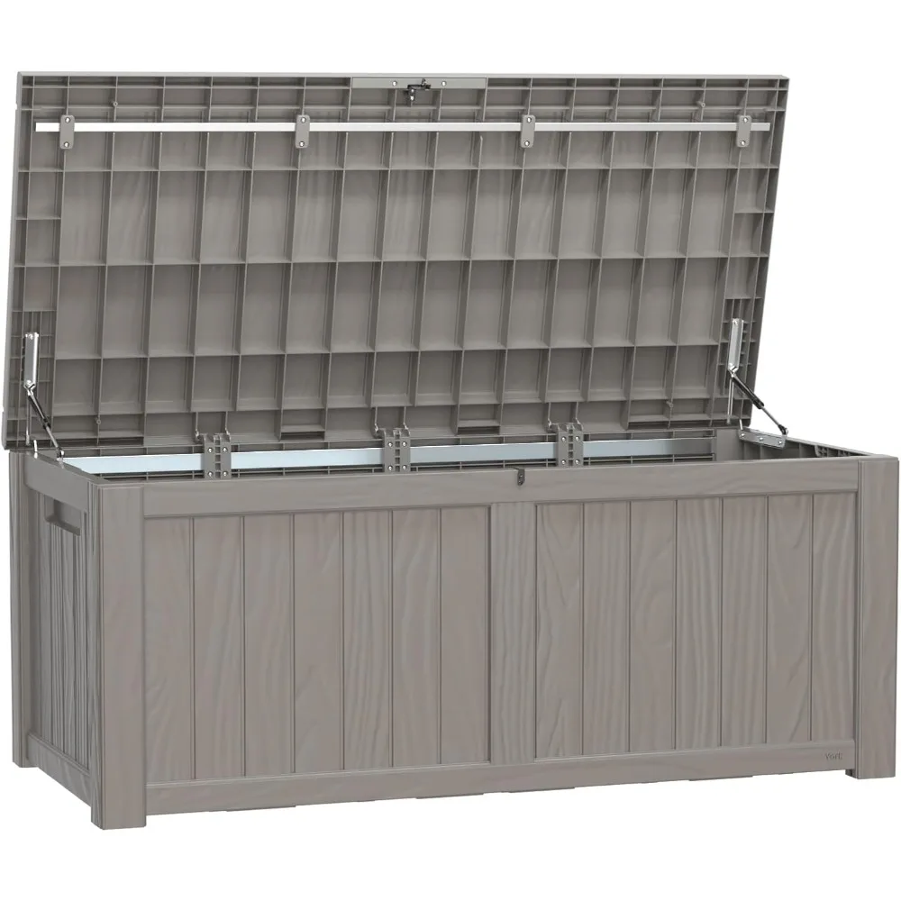 

Deck Box, Resin Outdoor Storage Box with Lockable for Patio Furniture, Pool Accessories, Garden Tools Waterproof Outdoor