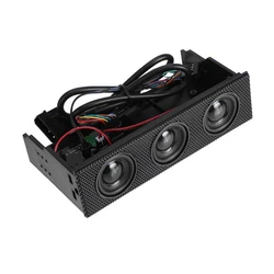 Black Stereo Surround Speaker PC Front Panel Computer Case Built-in Mic Music Loudspeakers for Computer Gaming