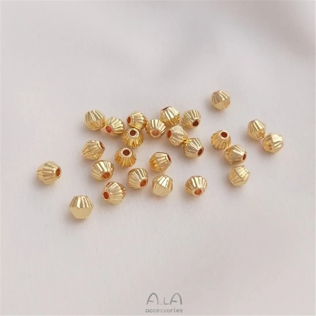 14K Gold-coated Faceted Pumpkin Beads Lantern Beads Diamond-shaped Bead-separated Diy Bracelets Loose Beads Accessories Material