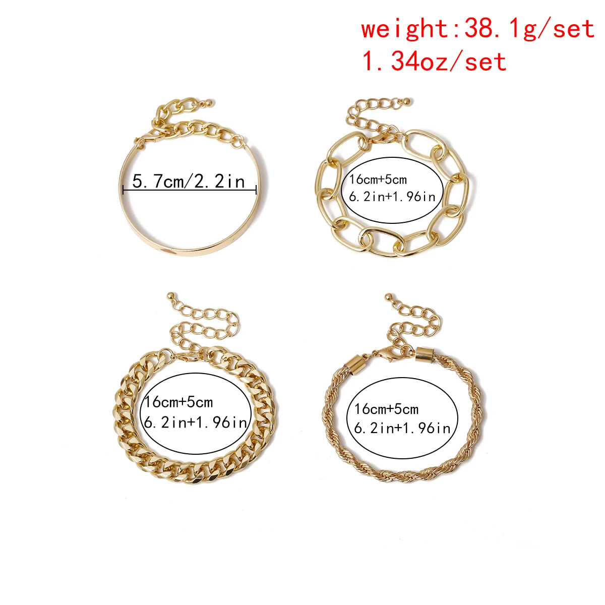 Ingemark 4 قطعة/المجموعة العصرية الشرير غير النظامية التقلبات أساور معدنية النساء الهيب هوب الذهب اللون التراص مكتنزة سلسلة 2026 مجوهرات جديدة #4