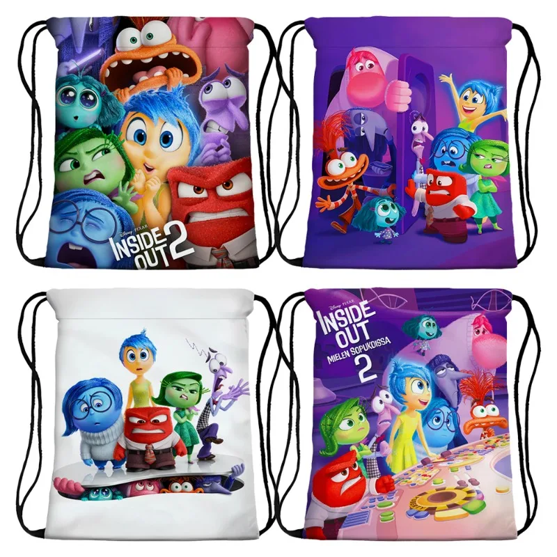 Disney Inside Out 2 Draw String Backpack Kids Anime Cute Drawstring Bag Children Casual Accessories Cartoon Cute Storage Pouch