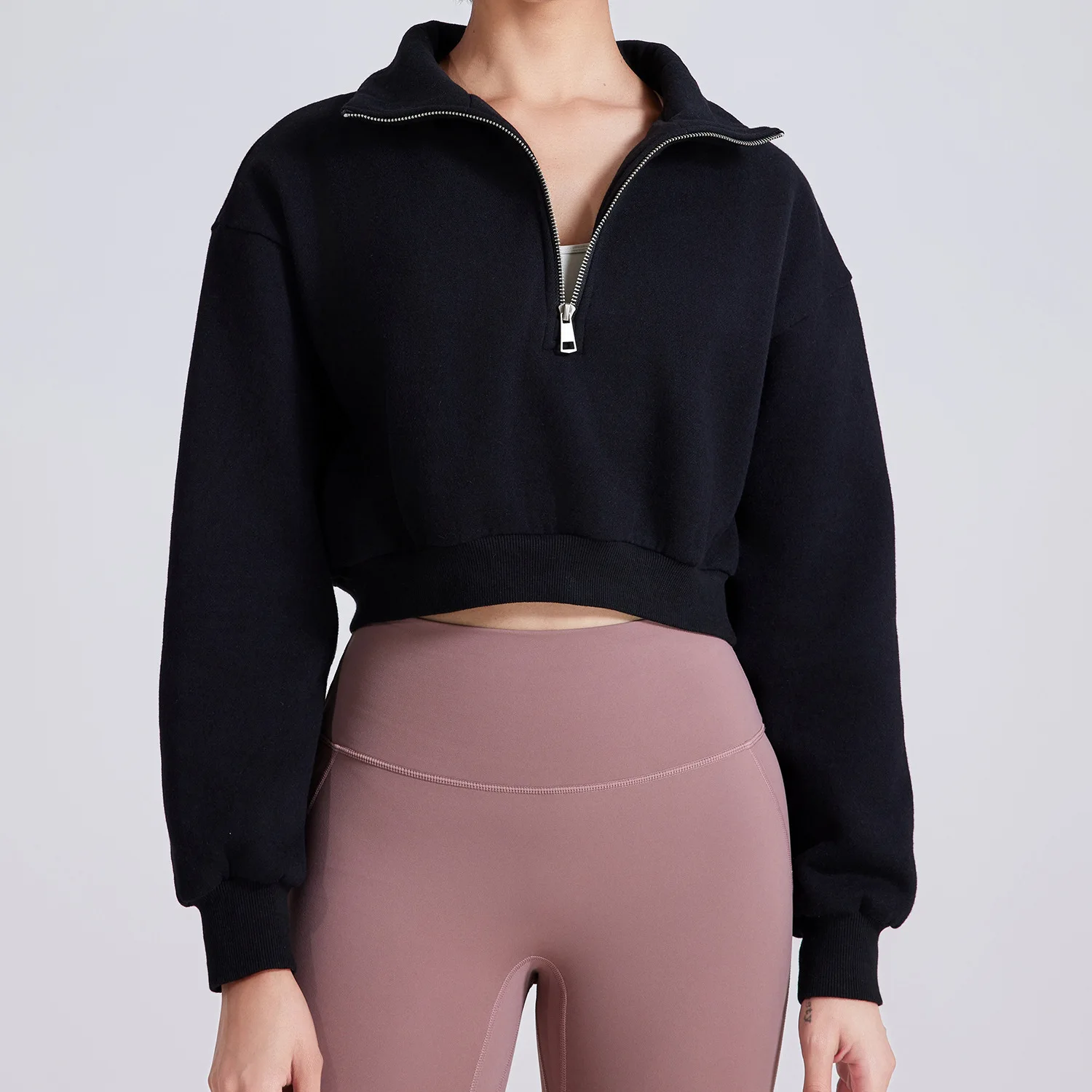 Inverno caldo Casual allentato Yoga maglione a maniche lunghe cappotto con cerniera con cappuccio Fitness Running maglione sportivo per le donne