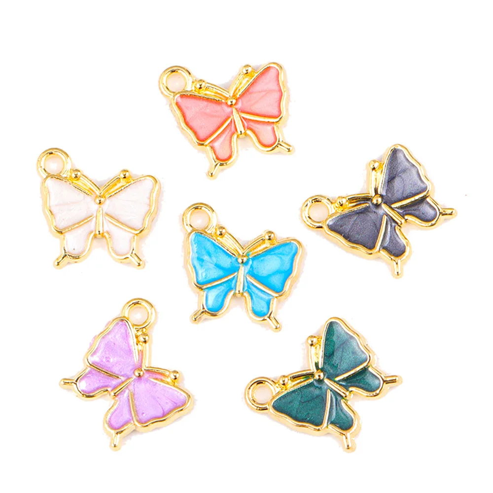 20 pcs/lot Fashion Crystal Alloy Gold Butterfly Pendant Accessories Charms for Women, Earrings/Necklace Handmade DIY Jewelry