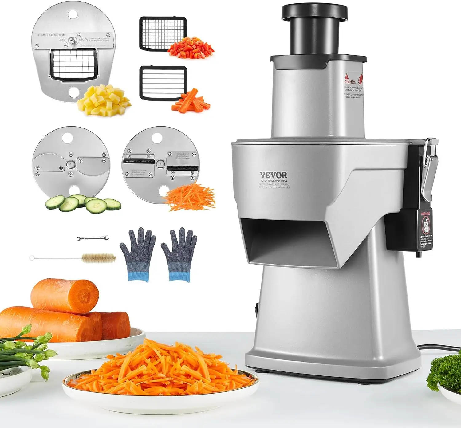Electric Vegetable Slicer, 4 in 1 Multifunctional Food Cutter, 200W Vegetable Chopper for Slicing Shredding Dicing and Slitting,