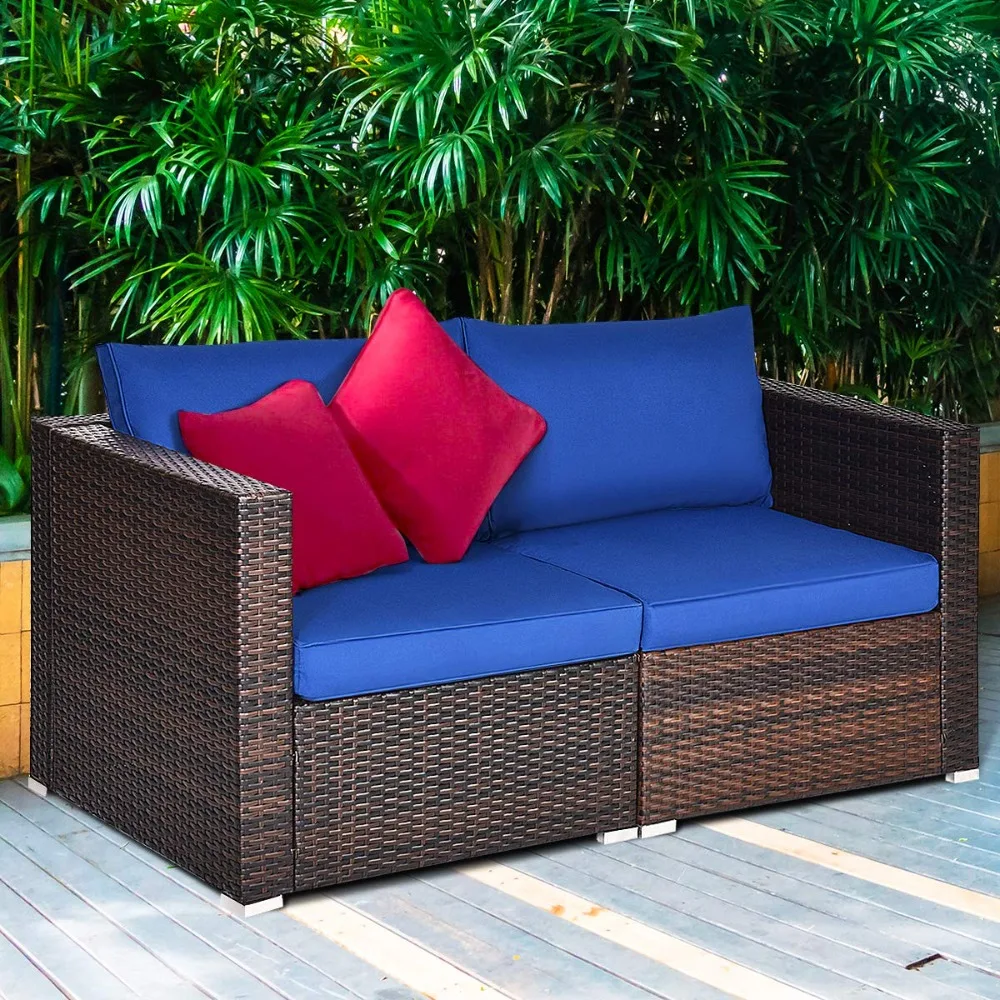 

Wicker Loveseat 2 Piece, Patio Furniture Couch with Removable Cushions, Rattan Loveseat Sofa, Customized