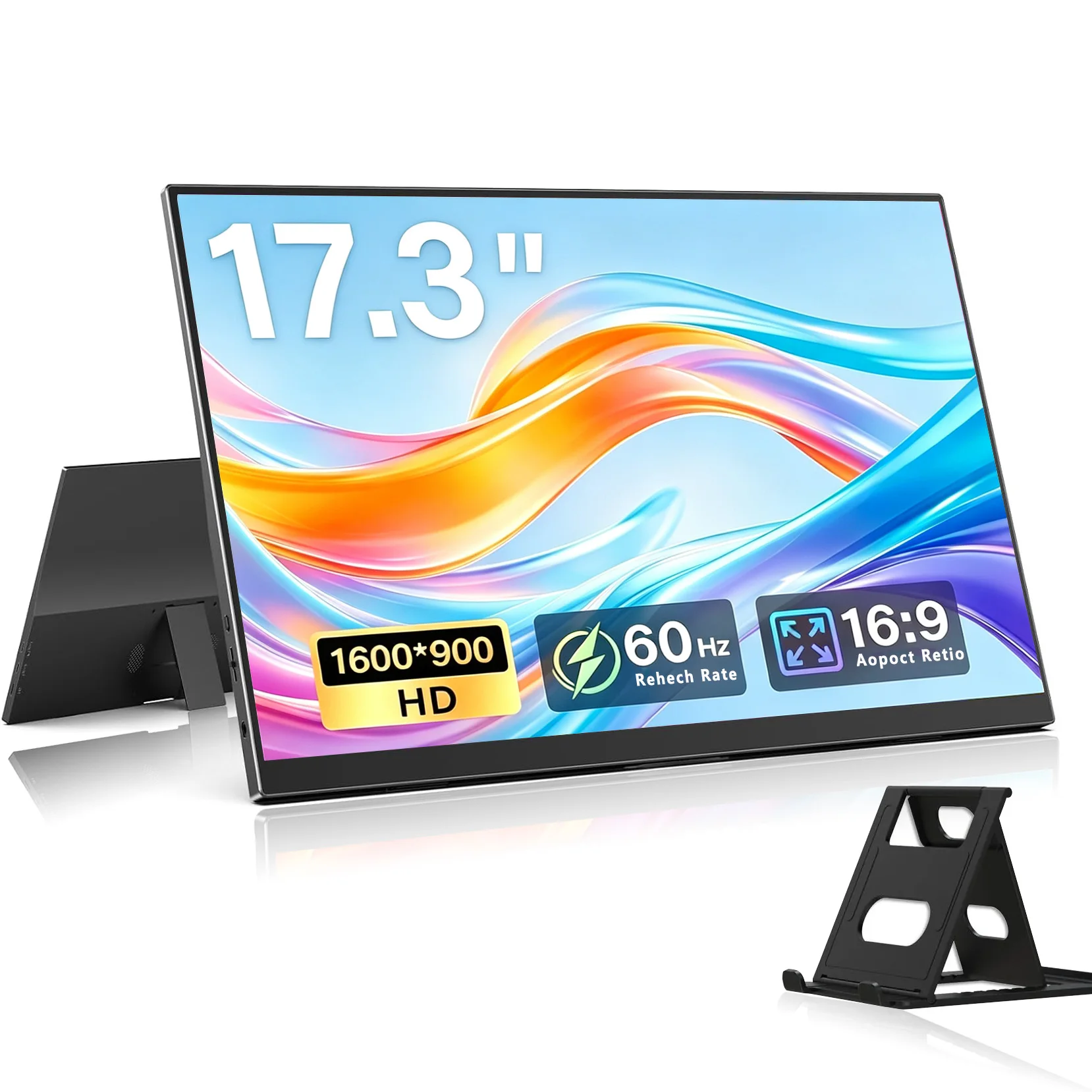 17.3 Inch 1600*900 HD Portable Monitors 72%sRGB IPS With Type-C Mini HDMI For Laptop Phone PS PC XBox PS4/5 Switch TV Dack Mac