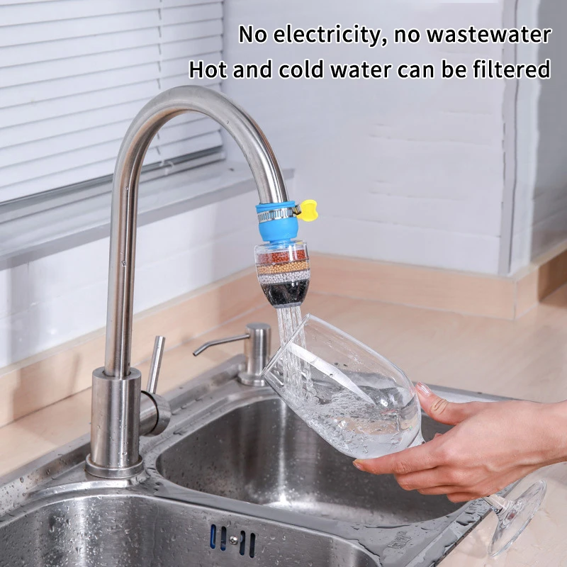 1PC 6-Layer Faucet Water Filter Purifier Universal Adapter Anti-Splash Rotatable Coconut Charcoal Filter For Kitchen