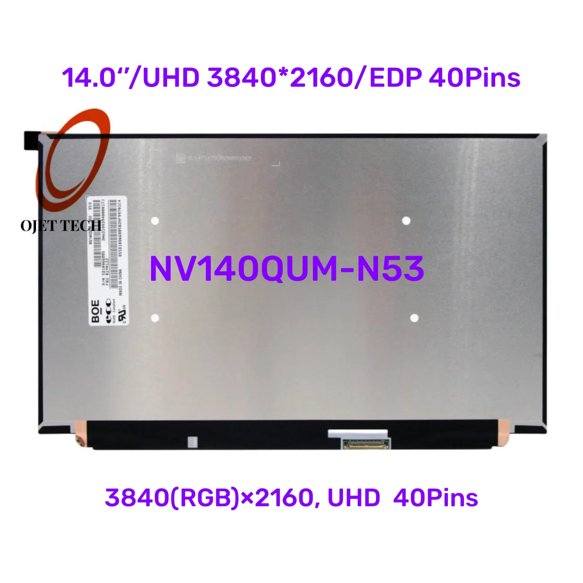 

14.0" LCD SCREEN NV140QUM-N53 For LENOVO Thinkpad X1 Carbon 2019 UHD non-touch Screen Display LED Matrix Panel