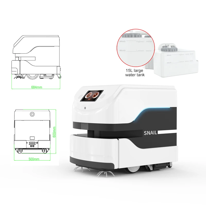 Reeman Disinfection Sweeper Brush Motor Commercial Cleaning Robot Self AI Indoor Wet/Dry 1000-1499pa CE App-Controlled Auto 15L