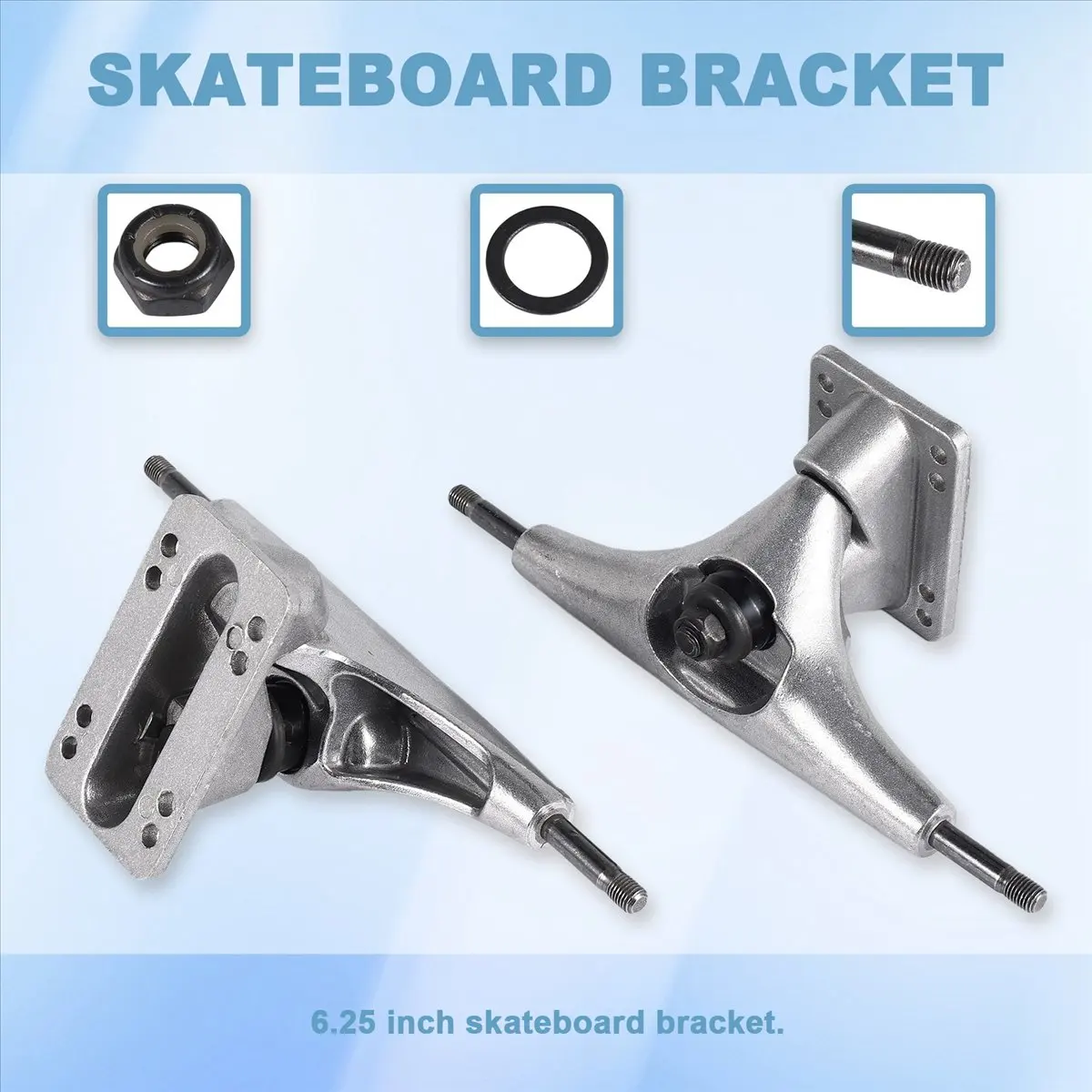 【CYBER MONDAY】2Pcs 6.25Inch Silver Surf Skateboard Trucks Surf Skate Skateboard Truck Fish Board Long Board Steering Bracket