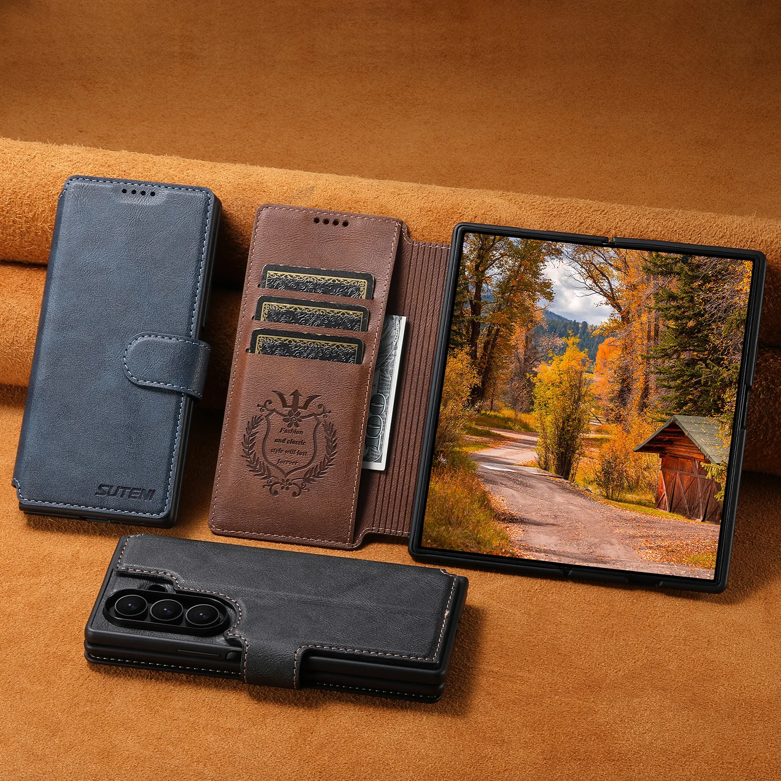 

Magnetic Phone Case for Samsung Galaxy Z Fold 7 Fold6 Wireless Charging Buckle Detachable Card Holder Wallet Flip Leather Cover