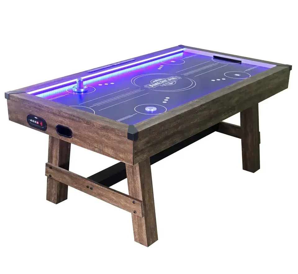 

6ft Up Air Hockey Table With Electronic Scorer Accessories LED 2pushers And 2puck