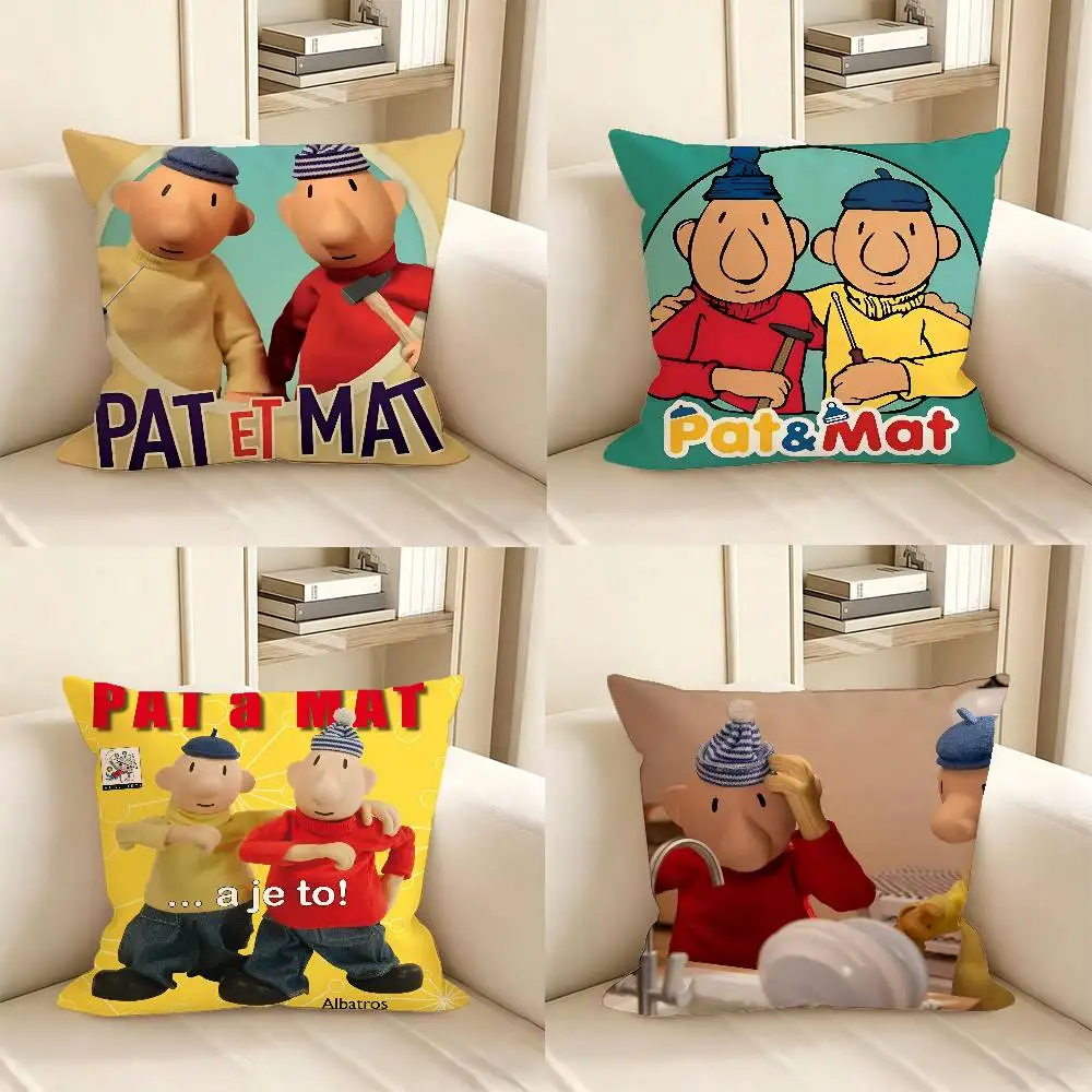 1pc Kwaii Cartoon P-Pat & M-Mat Anime Pillow Case Fashion Square Pillowcase Bedroom Sofa Room Ins Decoration Leisure