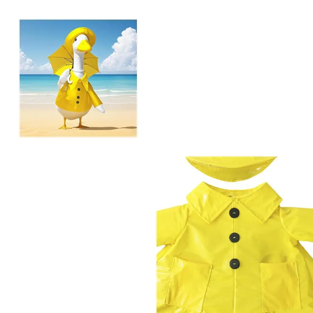 

F19B Spring Baby Geese Raincoat And Umbrella Set For 17in Lawn Decors Outdoor Patios Decoration