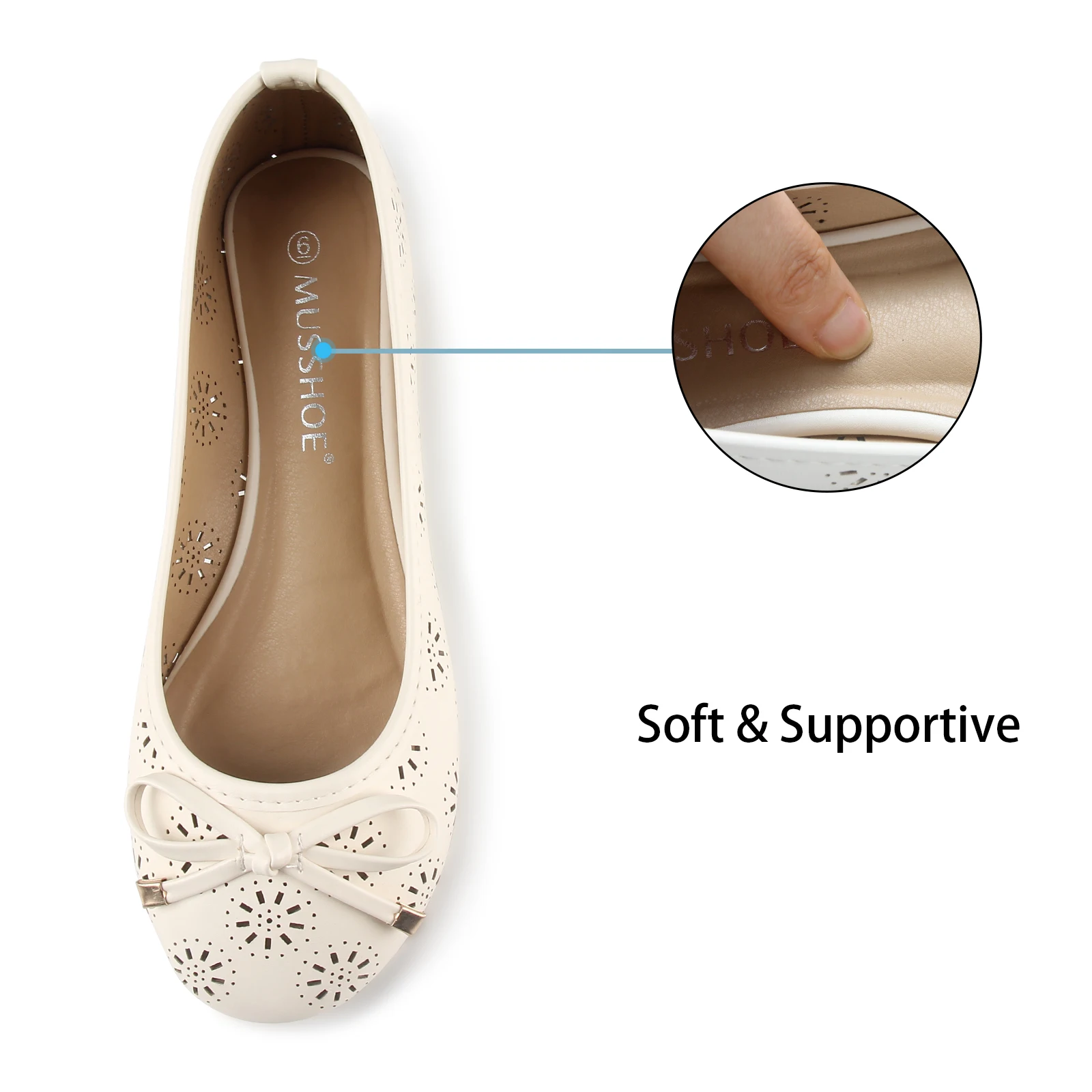 Samilor Flats Shoes Women Breathable Summer Women Flats Leather Dress Shoes Round Toe Slip on Flats with Breathable Eyelets