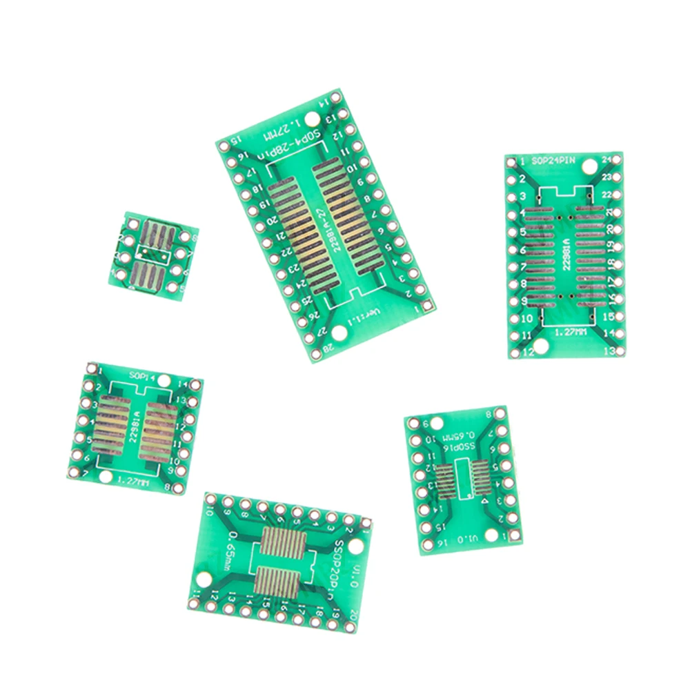 30PCS 6Values SOP SSOP TSSOP PCB Adapter Board Kit for SOP8/14/16 IC Prototype DIY Electronic Project 20/24/28