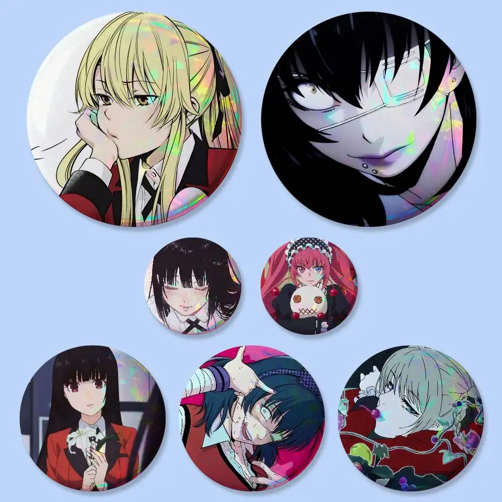 Anime K-Kakegurui Yumeko Jabami Badges Button Round Creative Pin Brooch Badge Bag Decor Accessories Fans Collect Friends Gifts