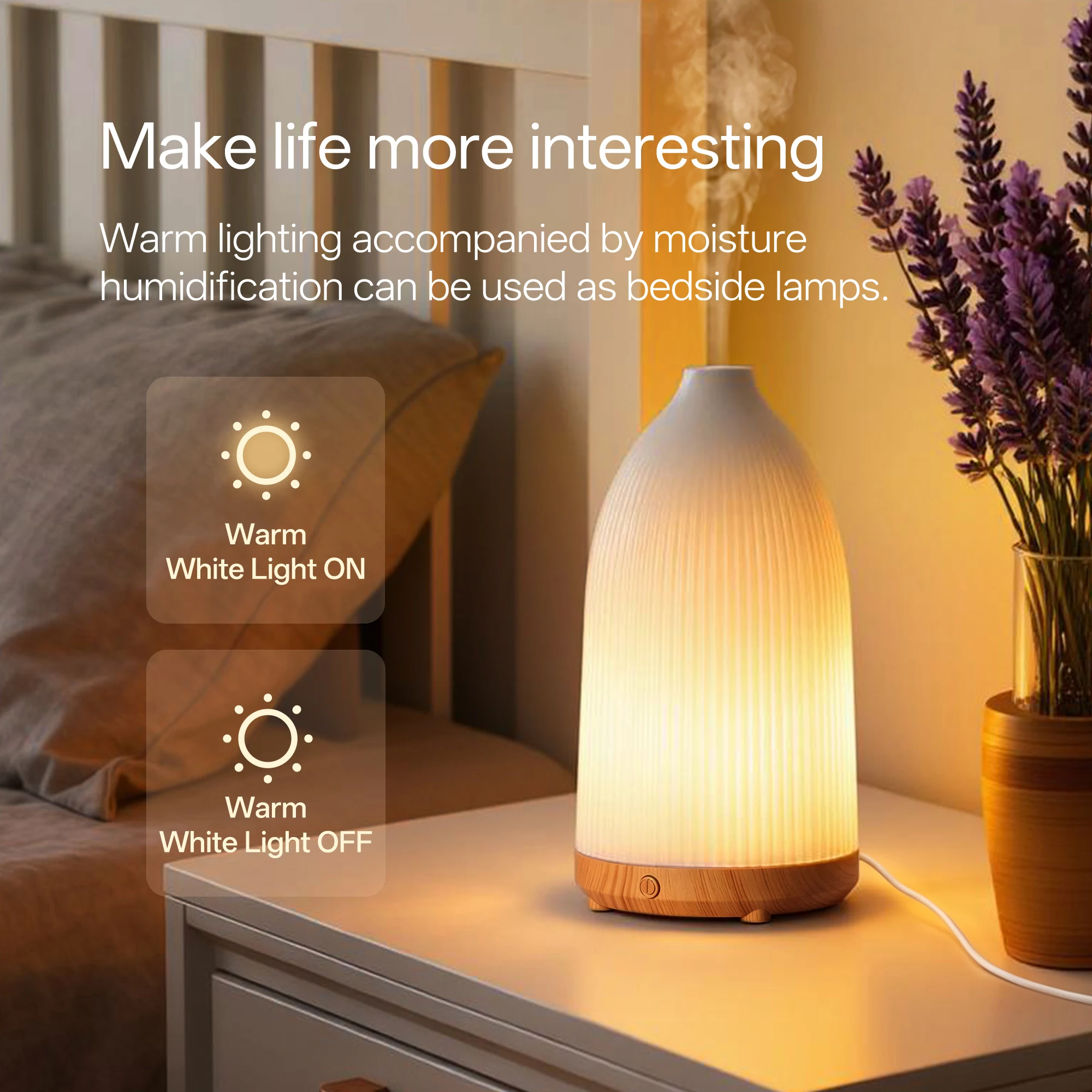 Warm Lighting Ultrasonic Scent Diffuser Humidifier for Quiet Sleeping 2005A