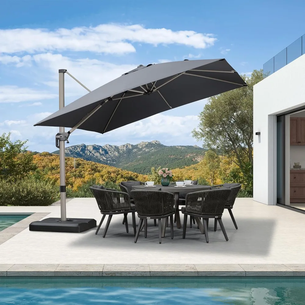 

10' X 10 Patio Umbrella, Champagne Square Cantilever Umbrella for Outdoor Patio,Adjustable Offset Hanging Umbrella with Aluminum