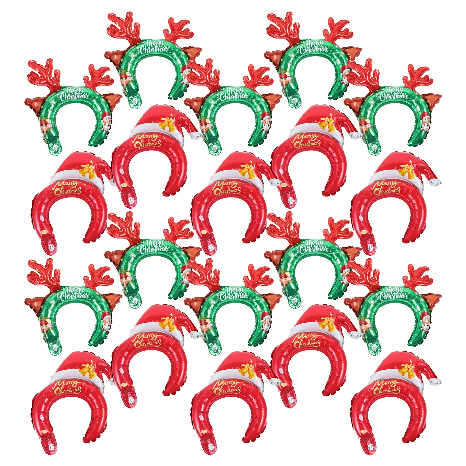 

20pcs Christmas Balloon Headbands Inflatable Hair Hoops For Party Decorative Photo Props Festival Party Favors Aluminum