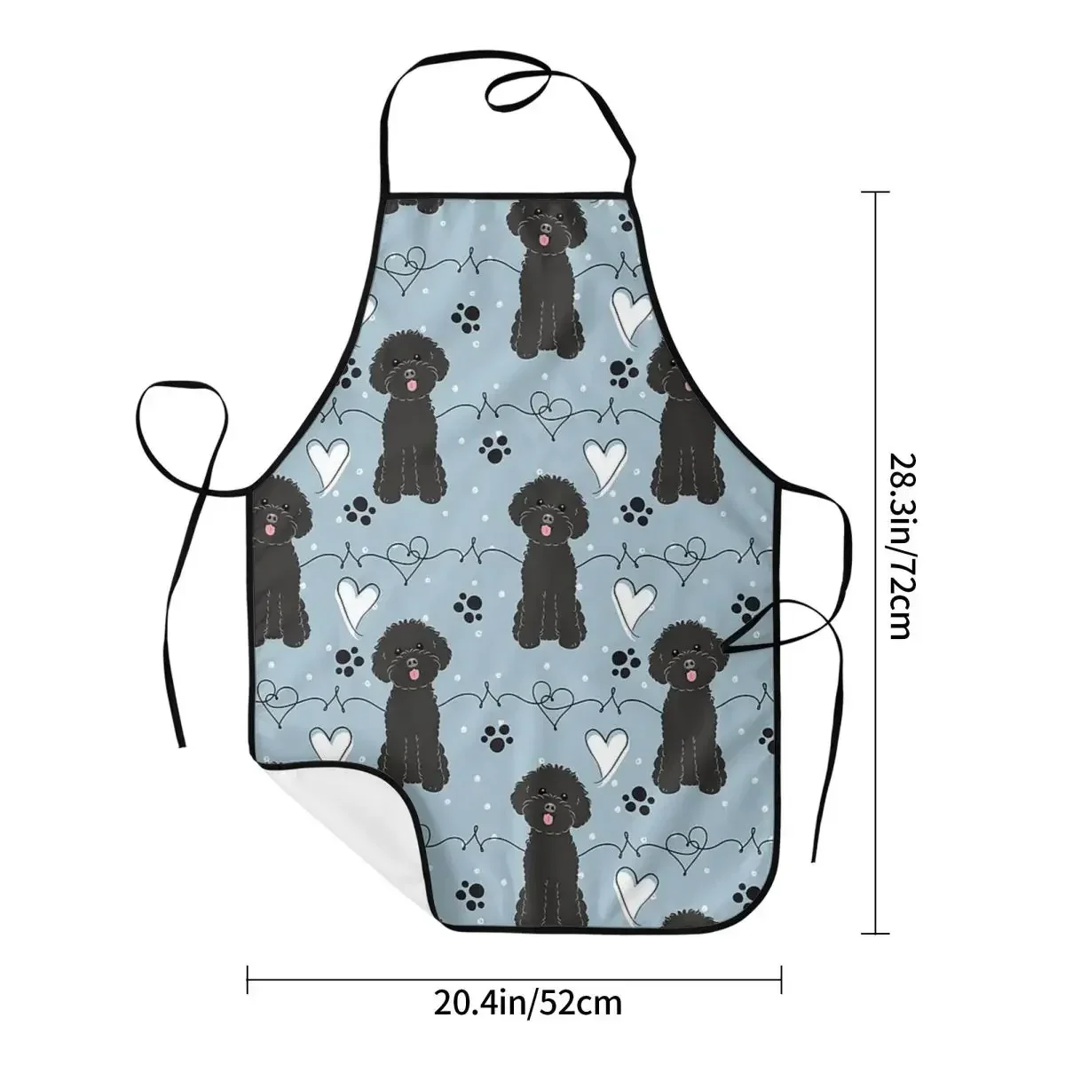 LOVE Black Toy Poodle Aprons Chef Cooking Cuisine Tablier Waterproof Bib Kitchen Cleaning Pinafore for Women Men Painting