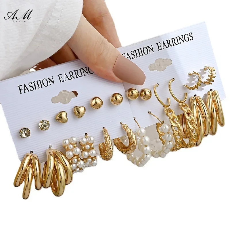 Fashionable Pearl Note Butterfly Geometric Tassel Stud Earrings Women Suit Elegant Charm Engagement Party Jewelry