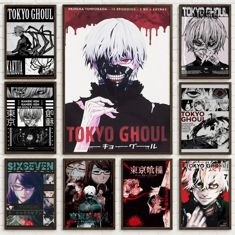 Anime Tokyo Ghoul Poster Self-adhesive Art Waterproof Paper Sticker Coffee House Bar Room Wall Decor