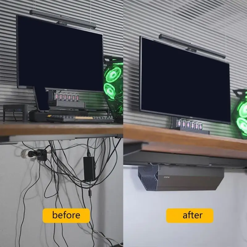 Under Desk Cable Management Box Not Drilling Large Capacity Wire Organization 83CF