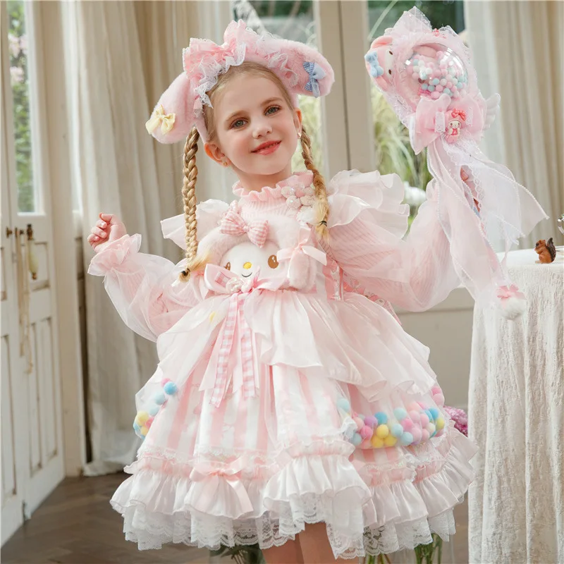 Girls' Autumn Winter New Melody Princess Dress Lolita Dress Children's Strap Dress Halloween Performance Coswear Birthday Gift