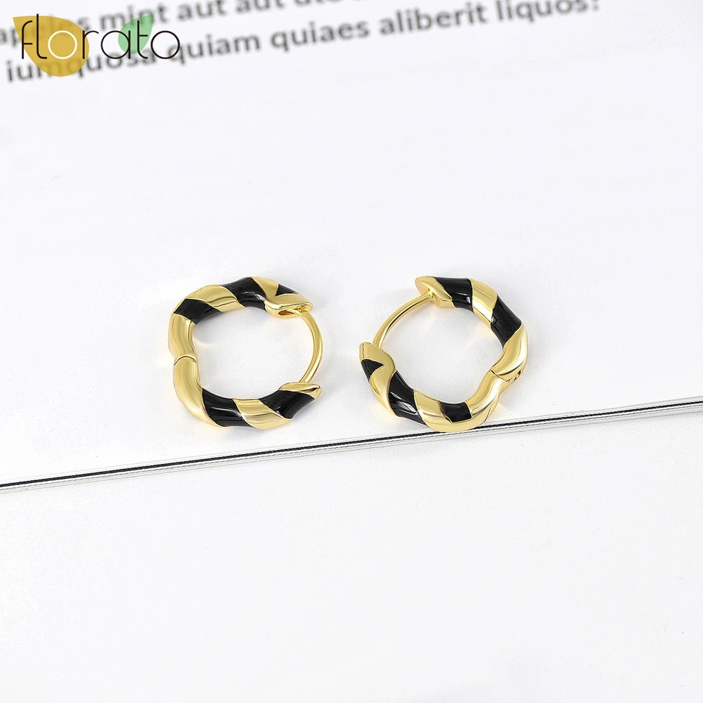 Retro 925 silver needle Colorful Enamel Hoop Earrings Women Cute Charming Huggies Fashion Earrings 2024 Trend Jewelry party gift