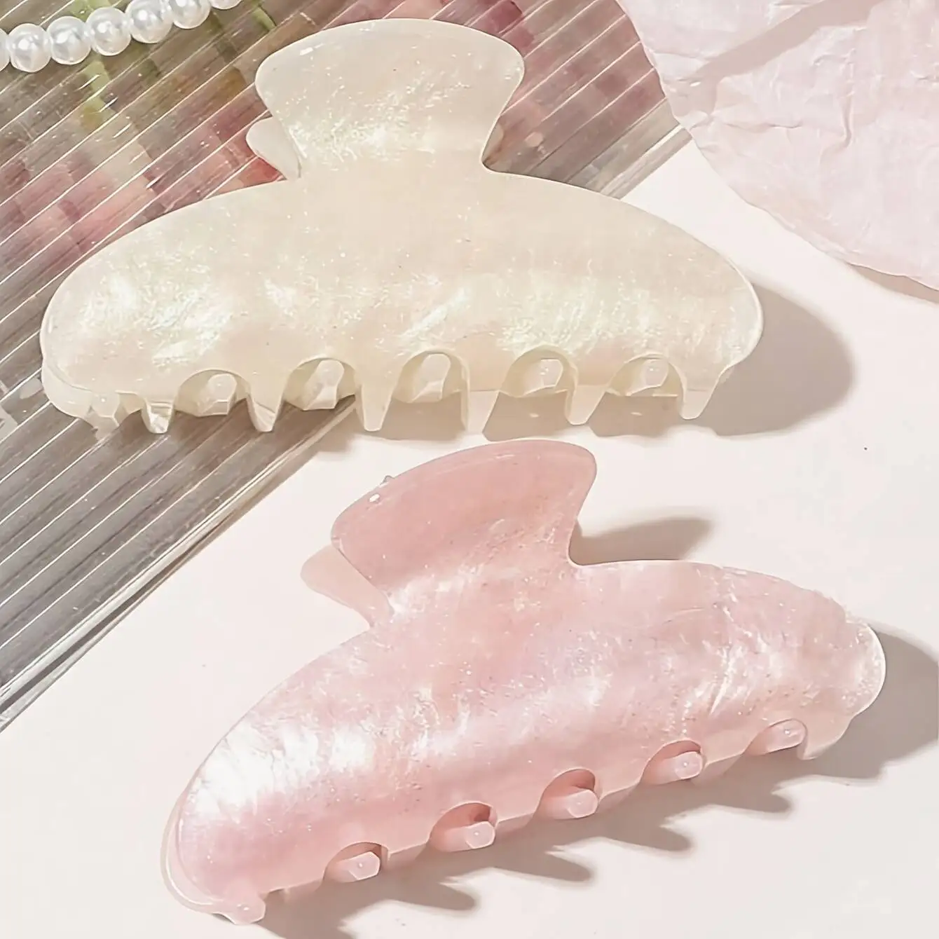PVC Hair Claw Clip For Women Korean Jelly Color Elegant Shark Clip Fashion All‑match Hair Accessories For Updo Hairstyle