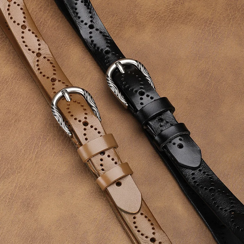 

2025 New First Layer Cowhide Women's Belt Retro Casual Jeans Needle Buckle Belt Genuine Leather Fashion Belt 45