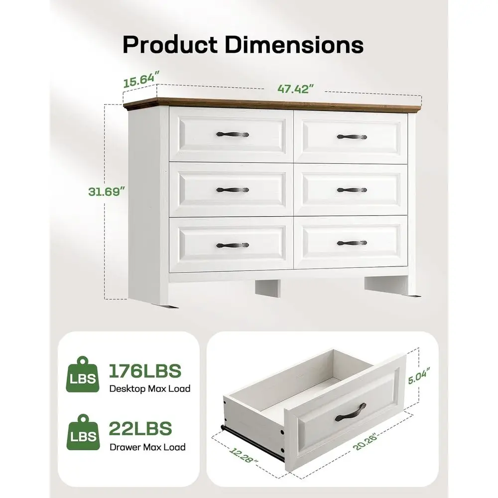 자연스러운 질감의 나무 서랍장, 부드러운 서랍, 가정용 수납 정리함, 흰색 및 갈색