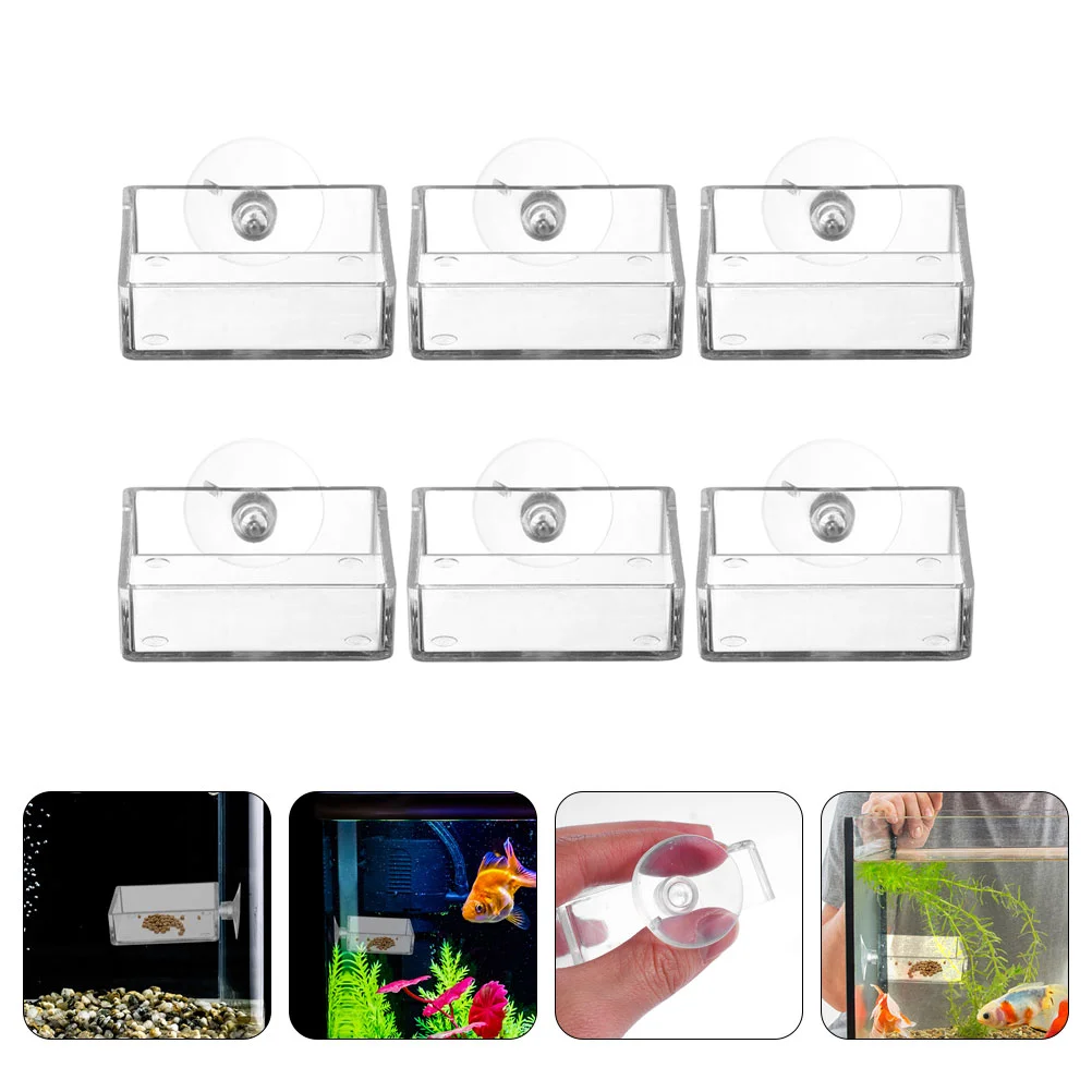 

6 Pcs Floating Food Feeder Fish Tank Feeding Basin Storage Dish Clear Aquarium Equipment Accessories Cup Shrimp Bowl