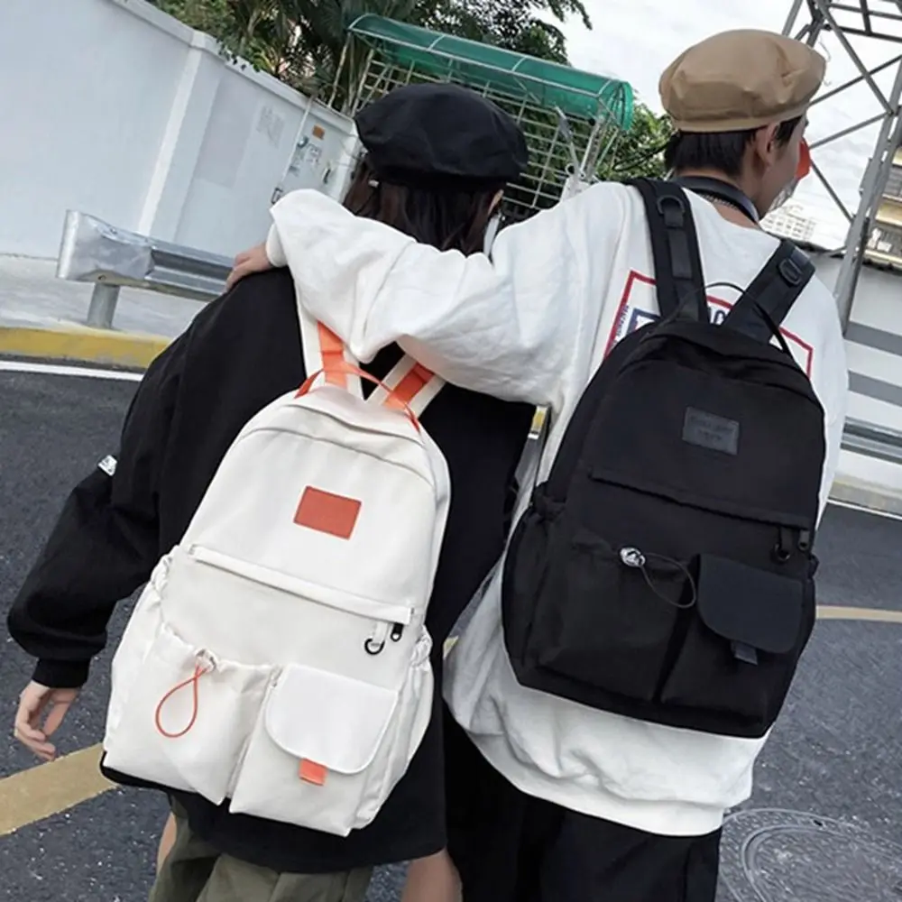 Harajuku náilon mochila cor pura grande capacidade estudante saco de escola bolsa estilo coreano bolsa de ombro mochilas adolescente