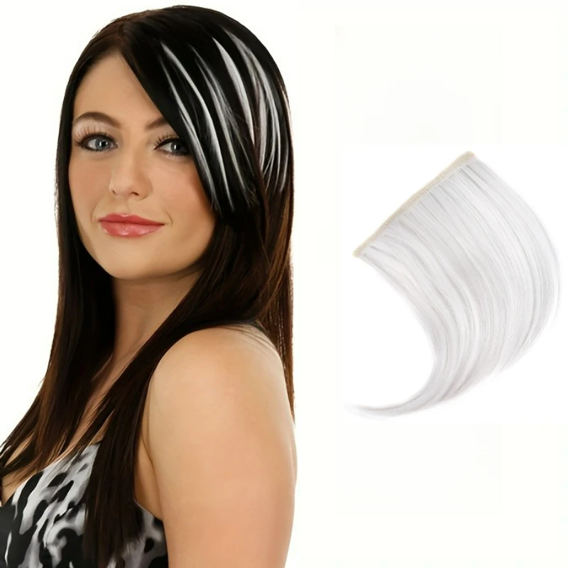 Colorful Synthetic Clip Ins Bang Hair Extension With Invisible Secure BB Clips Short Straight Fringe Wig for Women Increase Hair