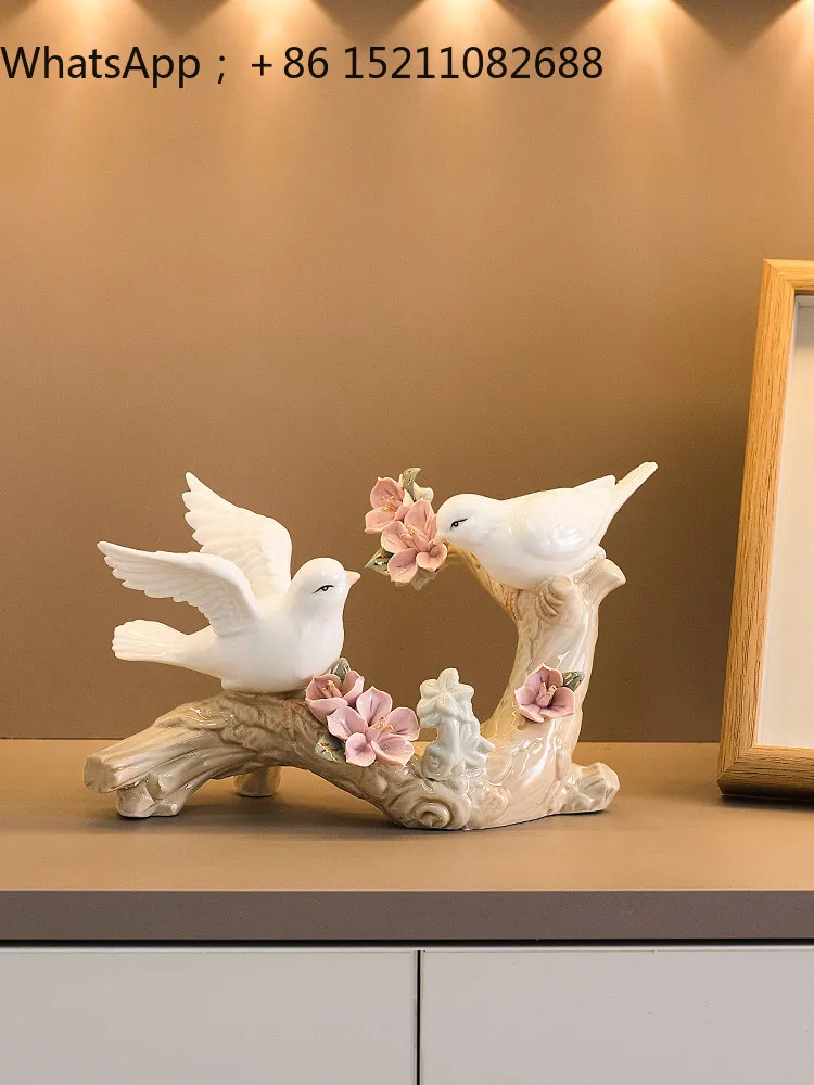 LLY modern simple ceramic bird ornament home living room wine cabinet soft decoration room desktop entrance ornament