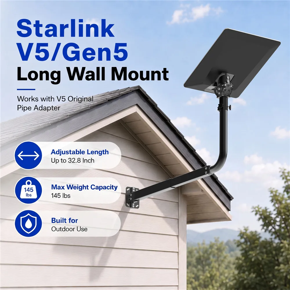 Starlink Starlink V5 Long Wall Mount, Telescoping Heavy Duty Adjustable Length Bracket,for Gen 5/Standard V5 Install Bracket Kit