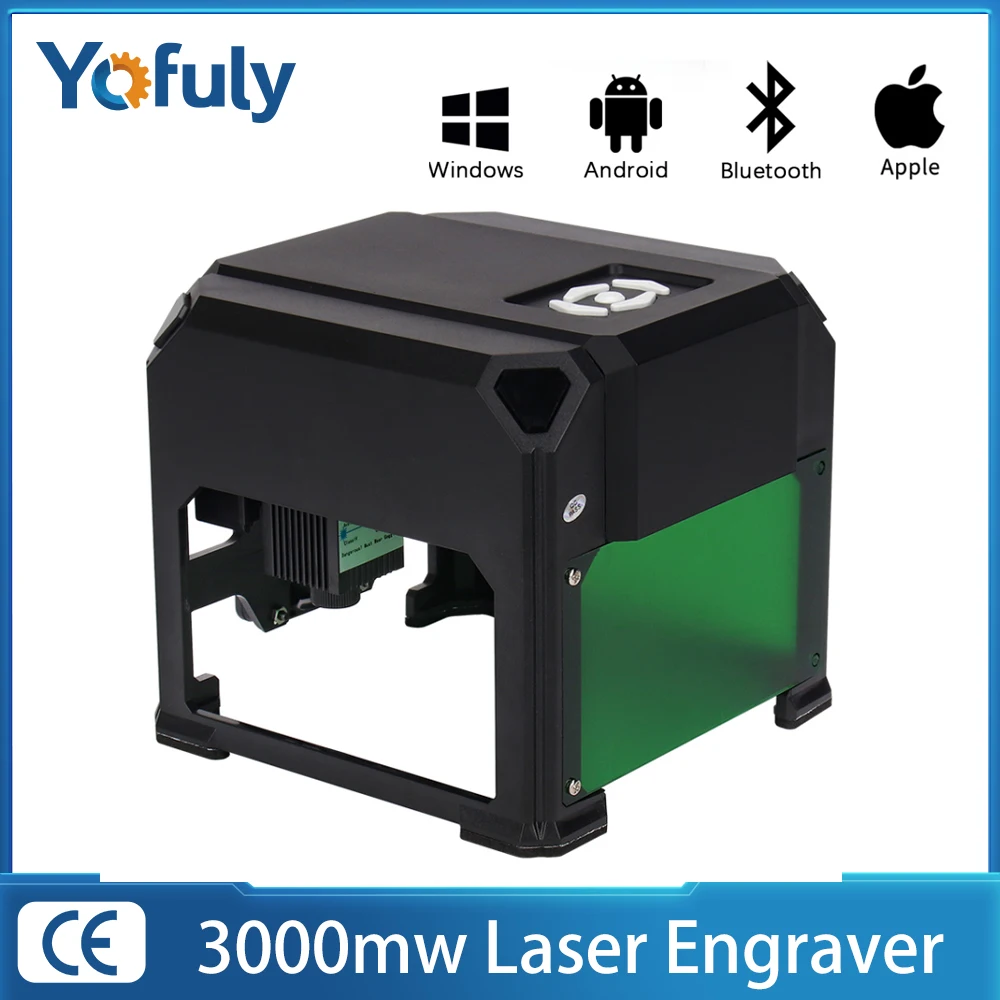 Mini Laser Engraver 3000mw LOGO Mark DIY CNC Engraving Machine With Wireless Bluetooth Desktop Printer Plastic Woodwork Machine