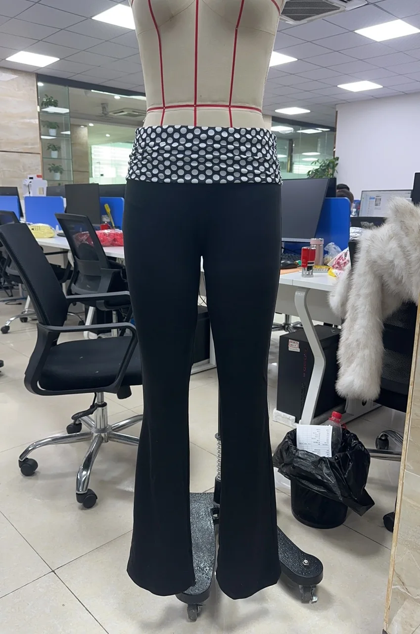 Women's Bell Bottom Pants High Waist Fitted Flared Pants with Patterned Waistband for Casual and Dressy Spring Summer Essential