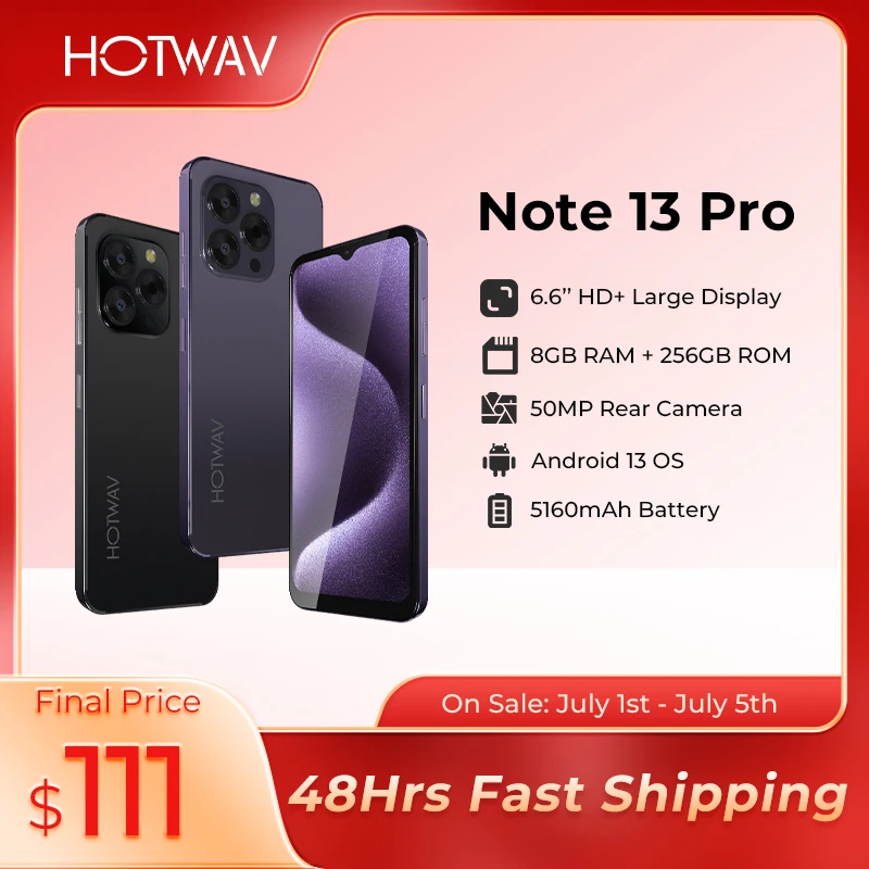 

[World Premiere] HOTWAV Note 13 Pro Smartphone 6.6'' HD+ Android 13 16GB+256GB Octa-Core Mobile Phone 50MP 5160mAh Cellphone