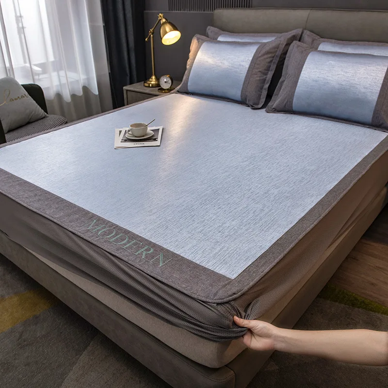 Textured Embroidered Cool Mat Three Piece Fitted Sheet Ice Mat Fashion Trend In Europe and America