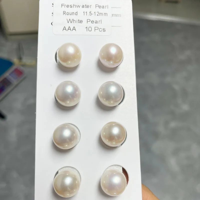 White Round Freshwater Pearl 3A 4A Quality Half Drilled Pearls High Luster Flawless Loose Natural Pearls for Earring Jewelry DIY