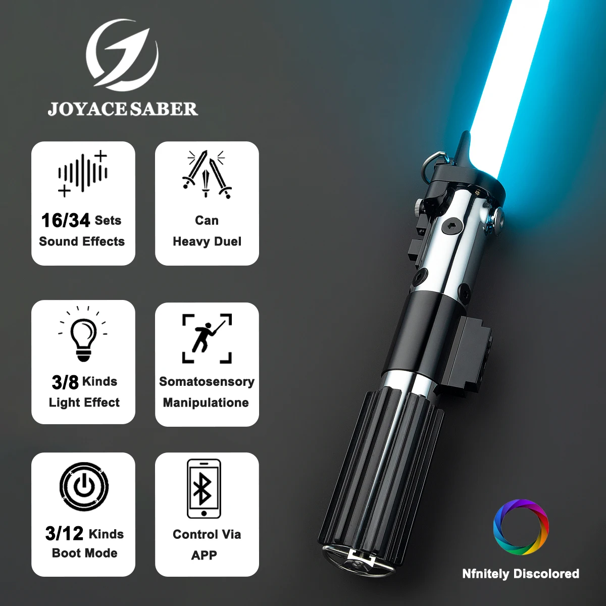 

JoyaceSaber Anakin EP2 Lightsaber Metal Handle Pixel Light Saber Heavy Dueling Sabers Smooth Swing Laser Sword RGB Luminous Toys