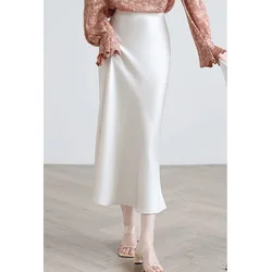 Jupe Longue Mi-Longue en Satin Rose pour Femme, Vêtement Haut de Gamme, Micro, Queue de Poisson, Été